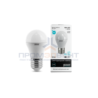 Лампа Gauss LED Elementary Globe 6W E27 4100K 1/10/50