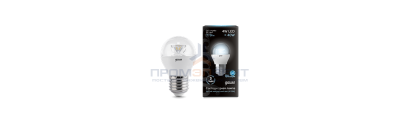 Лампа Gauss LED Globe Crystal clear 3W E27 4100K 1/10/100