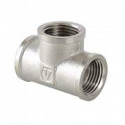 Тройник резьбовой VALTEC VTr.130 - 1" (ВР/ВР/ВР, латунь никелированная)