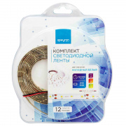 10-131 Светодиодная лента в блистере 12В, СТ, 4,8Вт/м, smd3528, 60д/м, IP65, 280Лм/м, ширина подложки 8мм, 2,5м, х/б, 6500К.