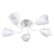 16-16 Светильник декоративный, потолочный, "Аякс", корпус металл, плафон пластик, 5хЕ27 15Вт, 220В, белый, крепление на планку, Ø600х150мм, лампочки в комплект не входят.