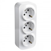 Розетка тройная Legrand Quteo с заземлением со шторками белая [уп 10шт]