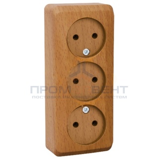 Розетка тройная б/з Этюд темный бук [уп 11шт]
