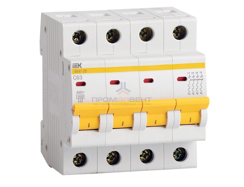 Автоматический выключатель ВА47-29 4Р  6А 4,5кА характеристика С ИЭК (автомат)